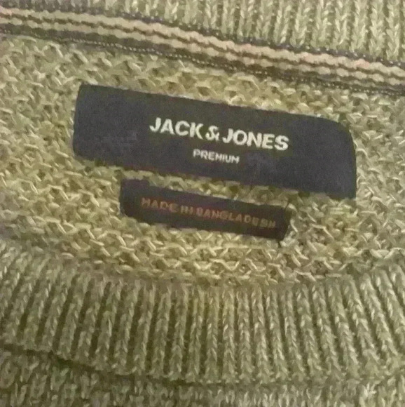 Jack  & Jones khaki green crew neck long sleeve knit trendy casual sweater M - Picture 5 of 7